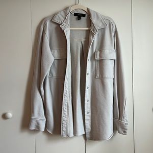 Cream Lightweight Shirt Jacket Button Down ( Shacket )
